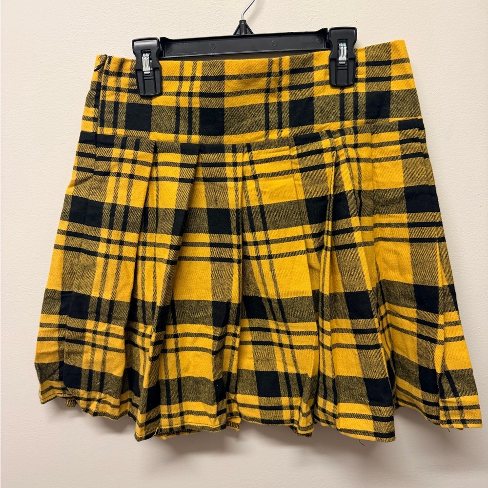 Yellow Plaid Women's Skirt L - Picture 2 of 2